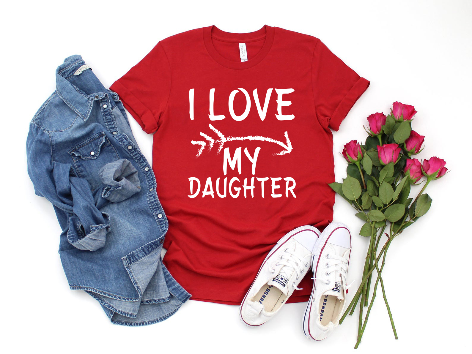 I Love My Daughter Shirt in various colors, showcasing its soft fabric and stylish design.