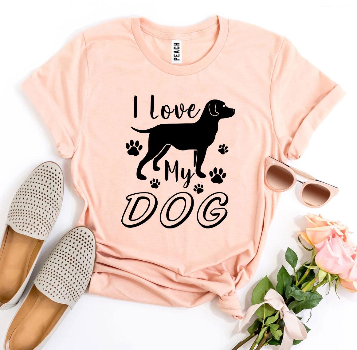 I Love My Dog T-shirt made from premium ring spun cotton, featuring a stylish design and available in various sizes.