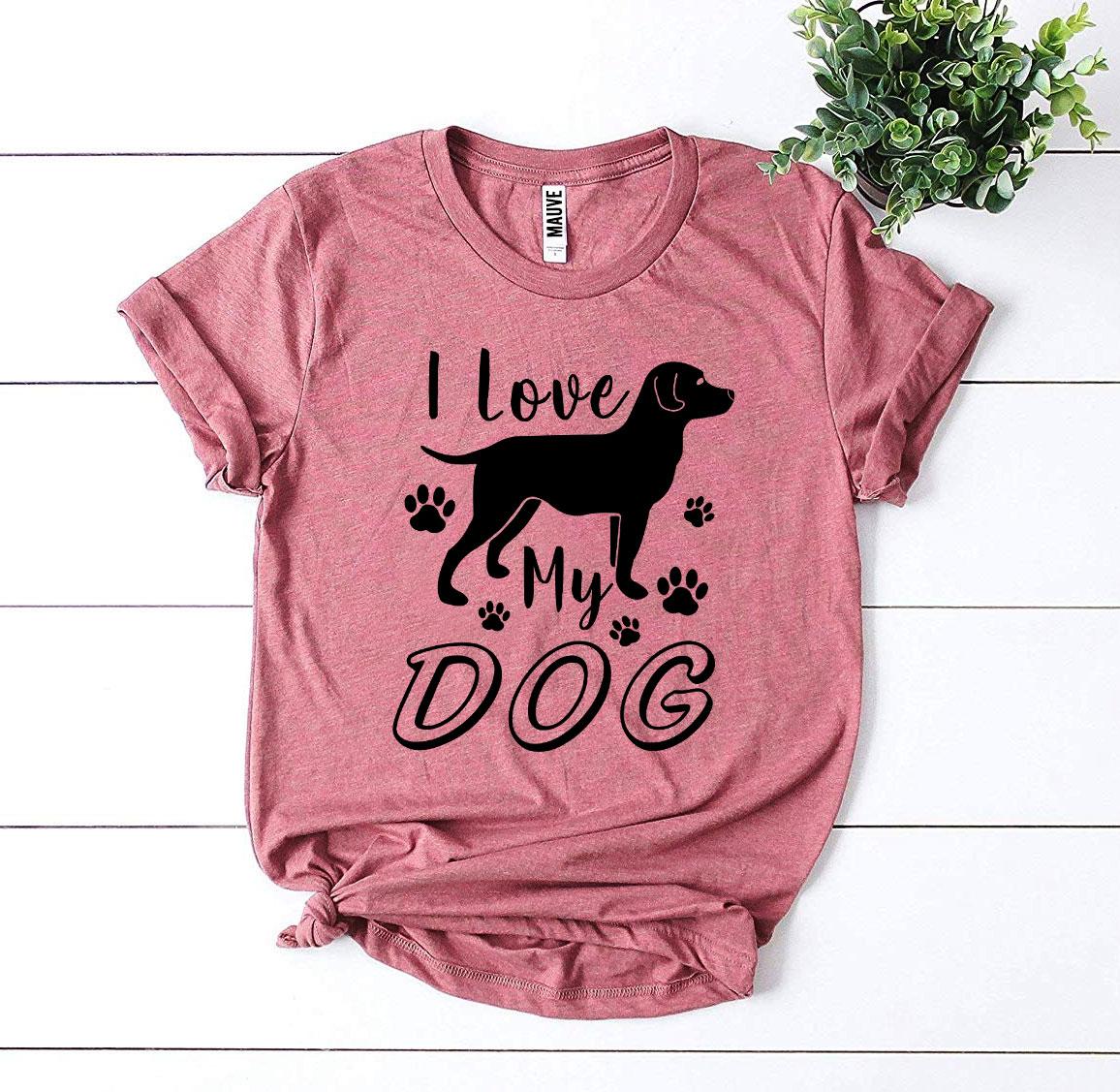 I Love My Dog T-shirt made from premium ring spun cotton, featuring a stylish design and available in various sizes.