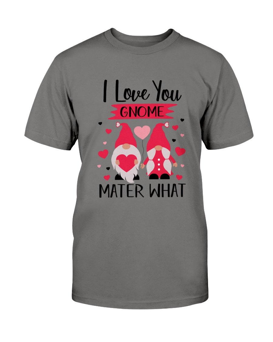 A comfortable unisex I Love You Gnome Shirt in various colors, showcasing its soft fabric and stylish design.