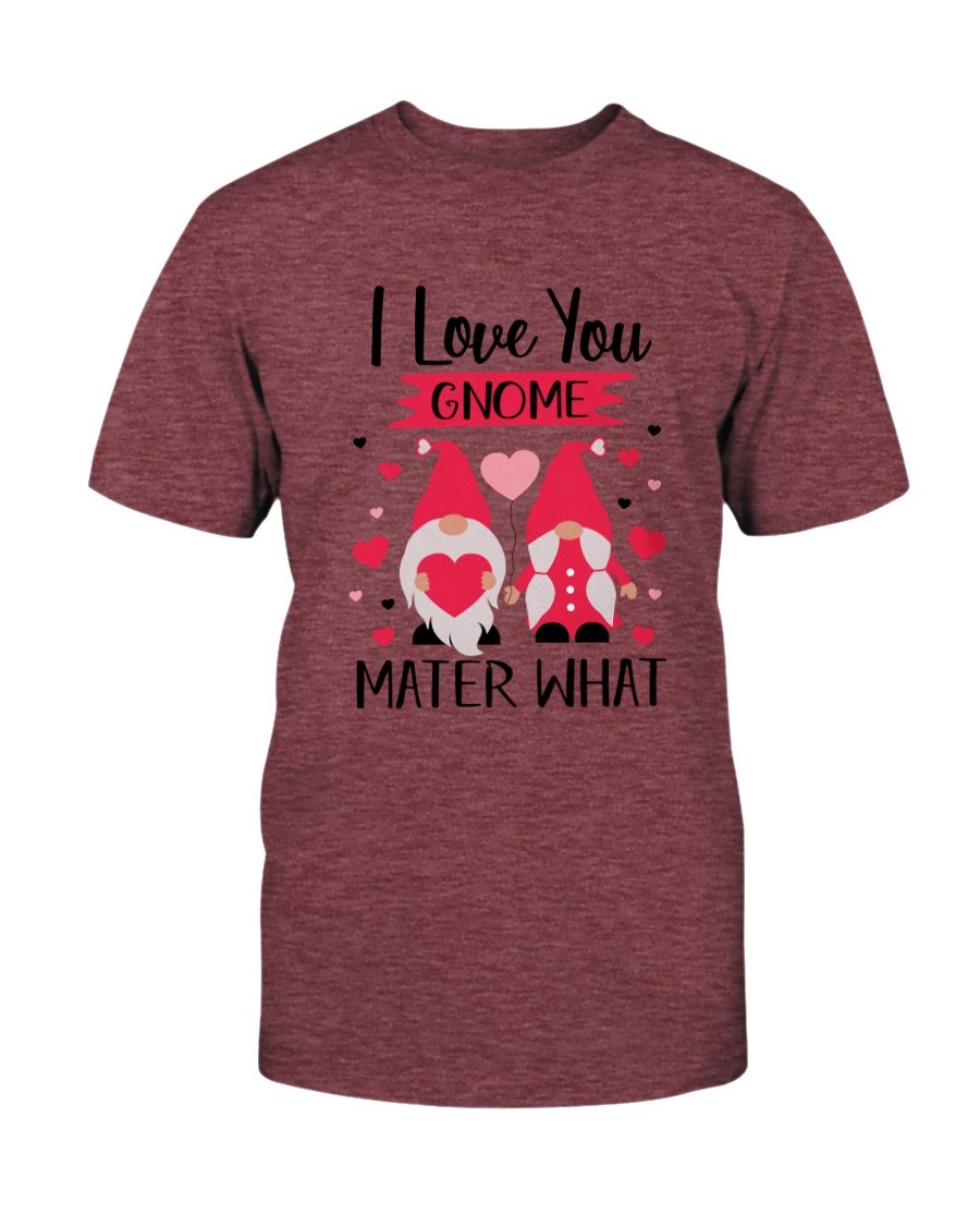 A comfortable unisex I Love You Gnome Shirt in various colors, showcasing its soft fabric and stylish design.