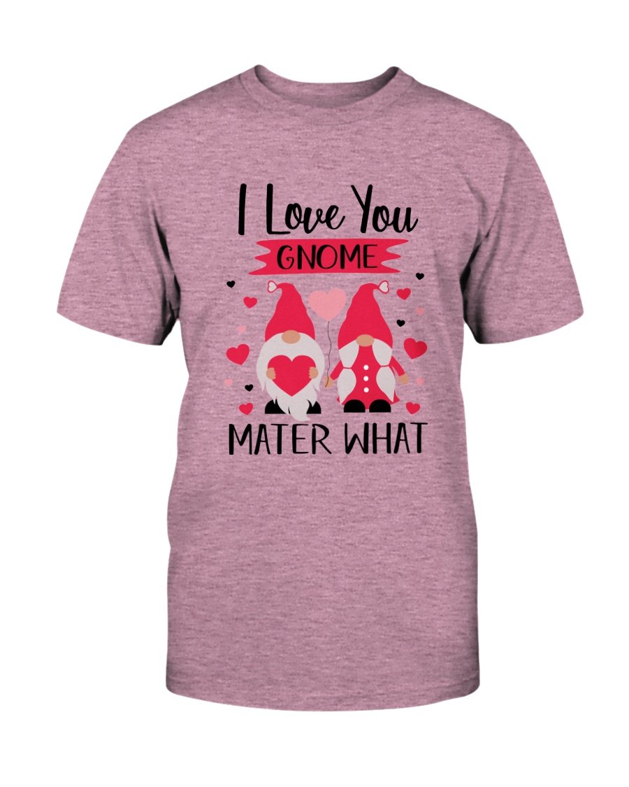 A comfortable unisex I Love You Gnome Shirt in various colors, showcasing its soft fabric and stylish design.