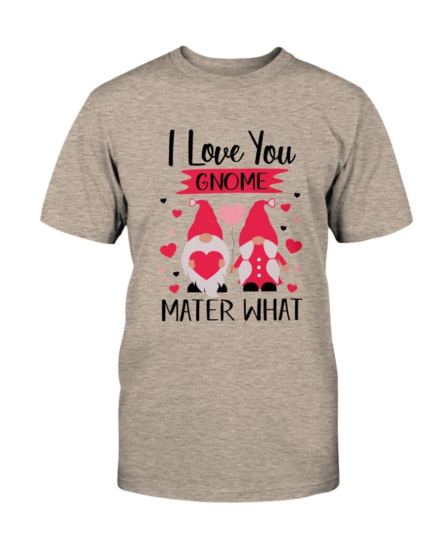 A comfortable unisex I Love You Gnome Shirt in various colors, showcasing its soft fabric and stylish design.