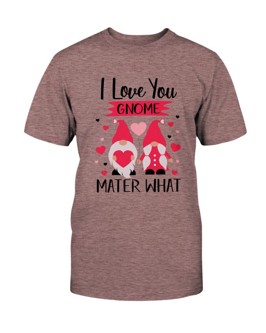 A comfortable unisex I Love You Gnome Shirt in various colors, showcasing its soft fabric and stylish design.