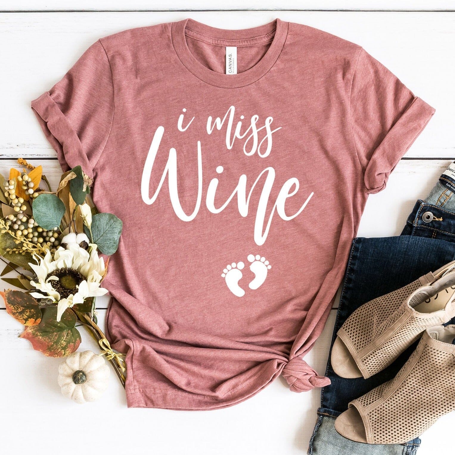 I Miss Wine Tee featuring a stylish design, made from soft Ringspun Cotton, perfect for wine lovers.