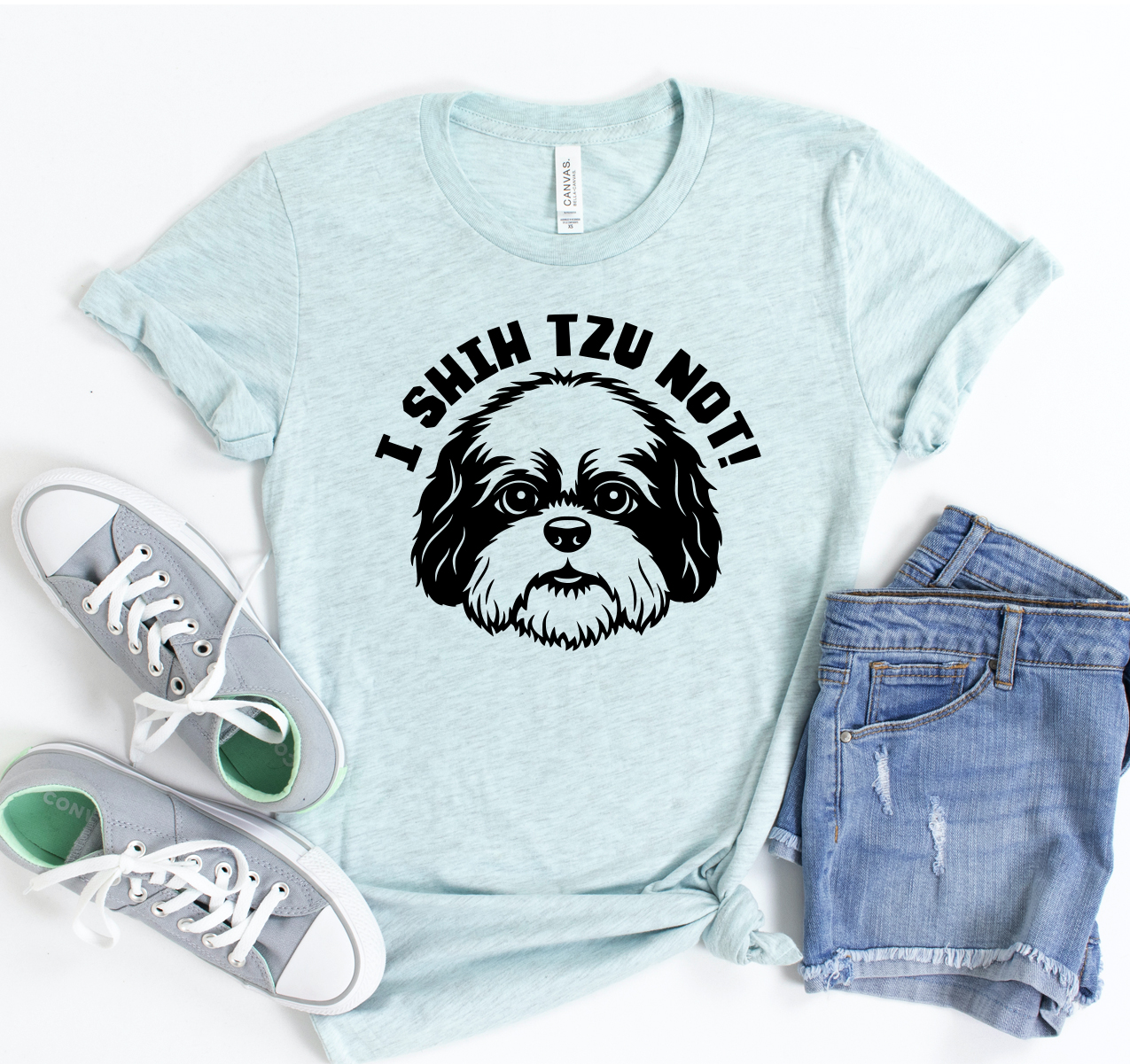 I Shih Tzu Not T-shirt featuring a playful design, made from soft cotton fabric, available in various sizes.