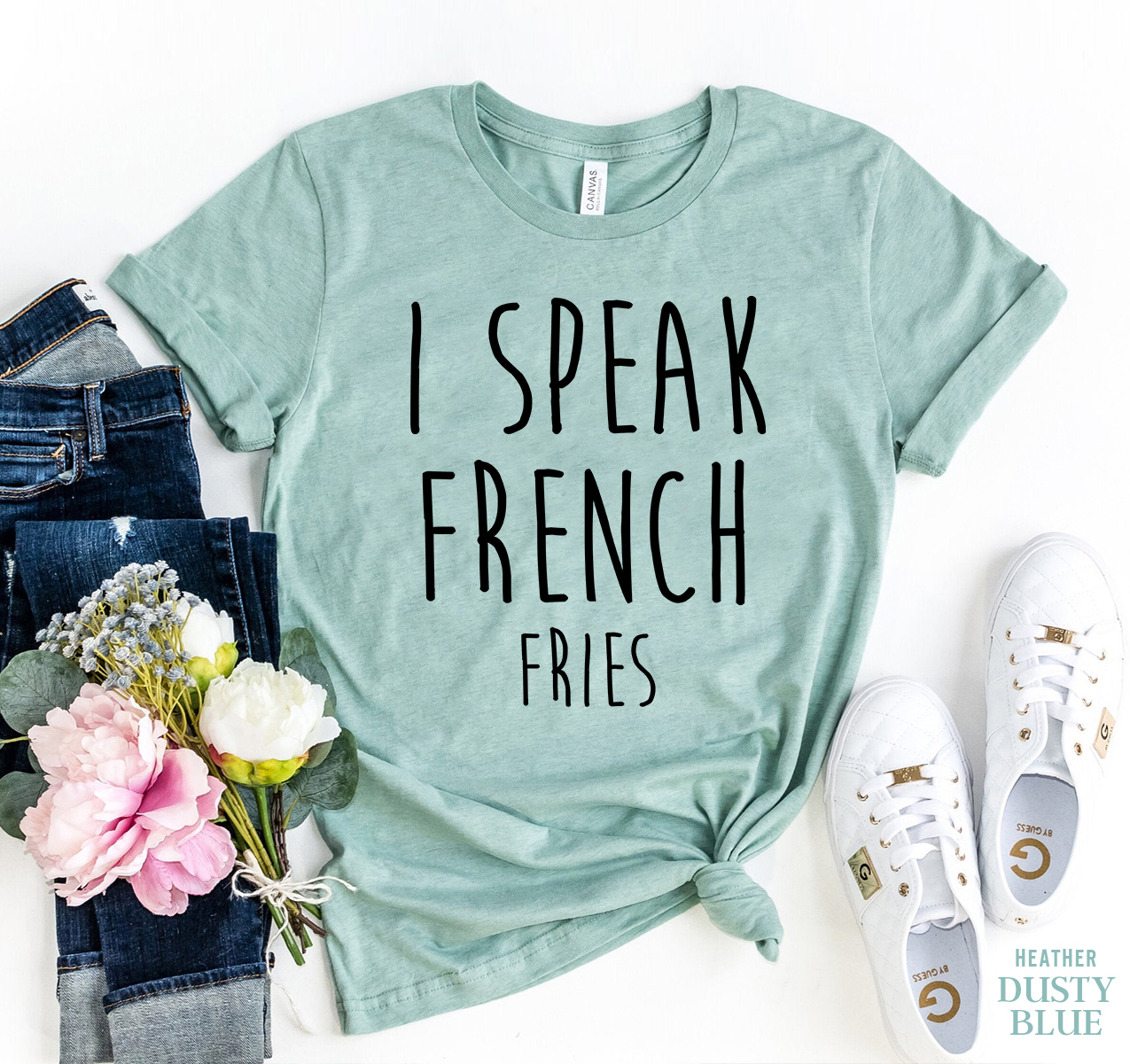 I Speak French T-shirt made of premium quality ring spun cotton, featuring a vibrant flex print design.