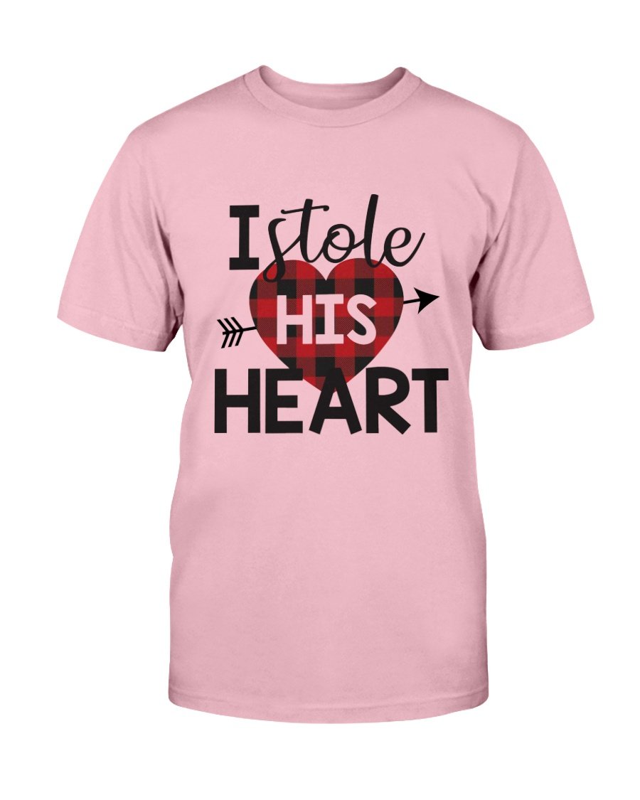 I Stole His Heart Shirt in various colors, showcasing its comfortable fabric and stylish design.