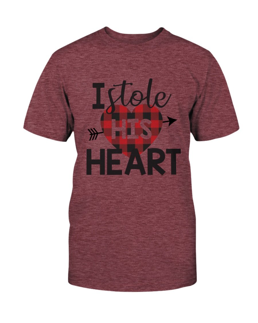 I Stole His Heart Shirt in various colors, showcasing its comfortable fabric and stylish design.