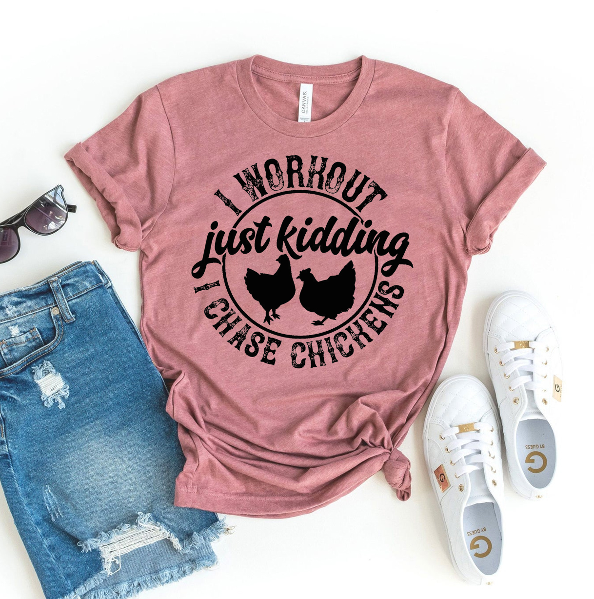 A humorous 'I Workout Just Kidding' T-shirt made from premium ring spun cotton, showcasing a playful design.