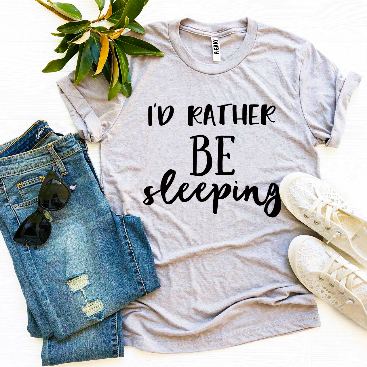 I’d Rather Be Sleeping T-shirt made of soft ring spun cotton with a stylish flex print design.