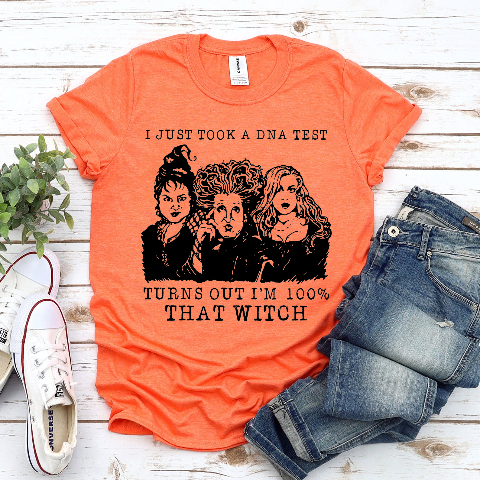 I'm 100 Percent That Witch Halloween T-shirt in black with white text, showcasing a fun Halloween design.