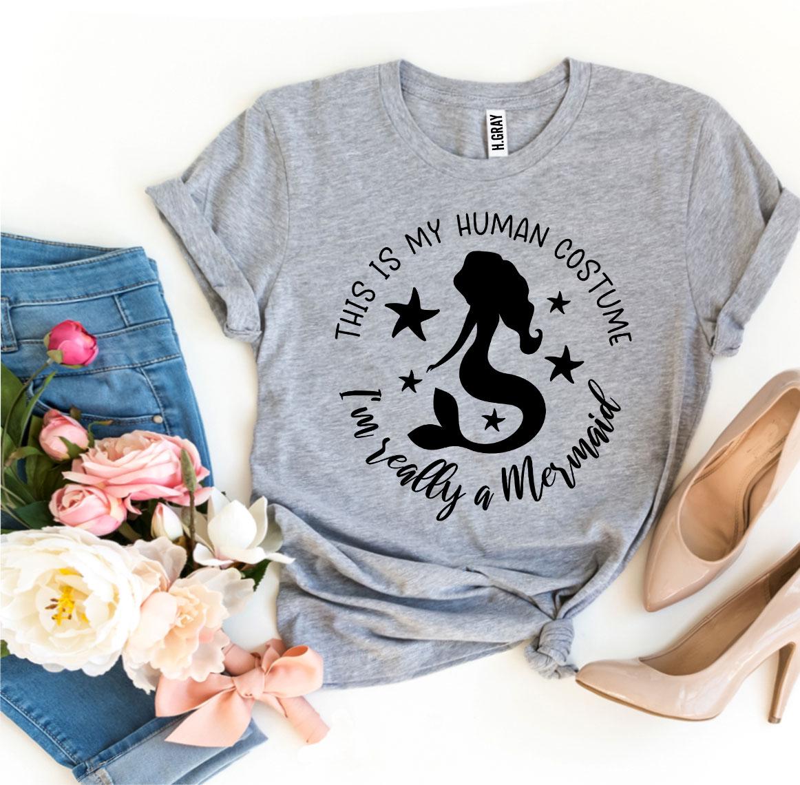 I’m Really a Mermaid T-shirt made of soft ring spun cotton with vibrant flex print design, available in various sizes.