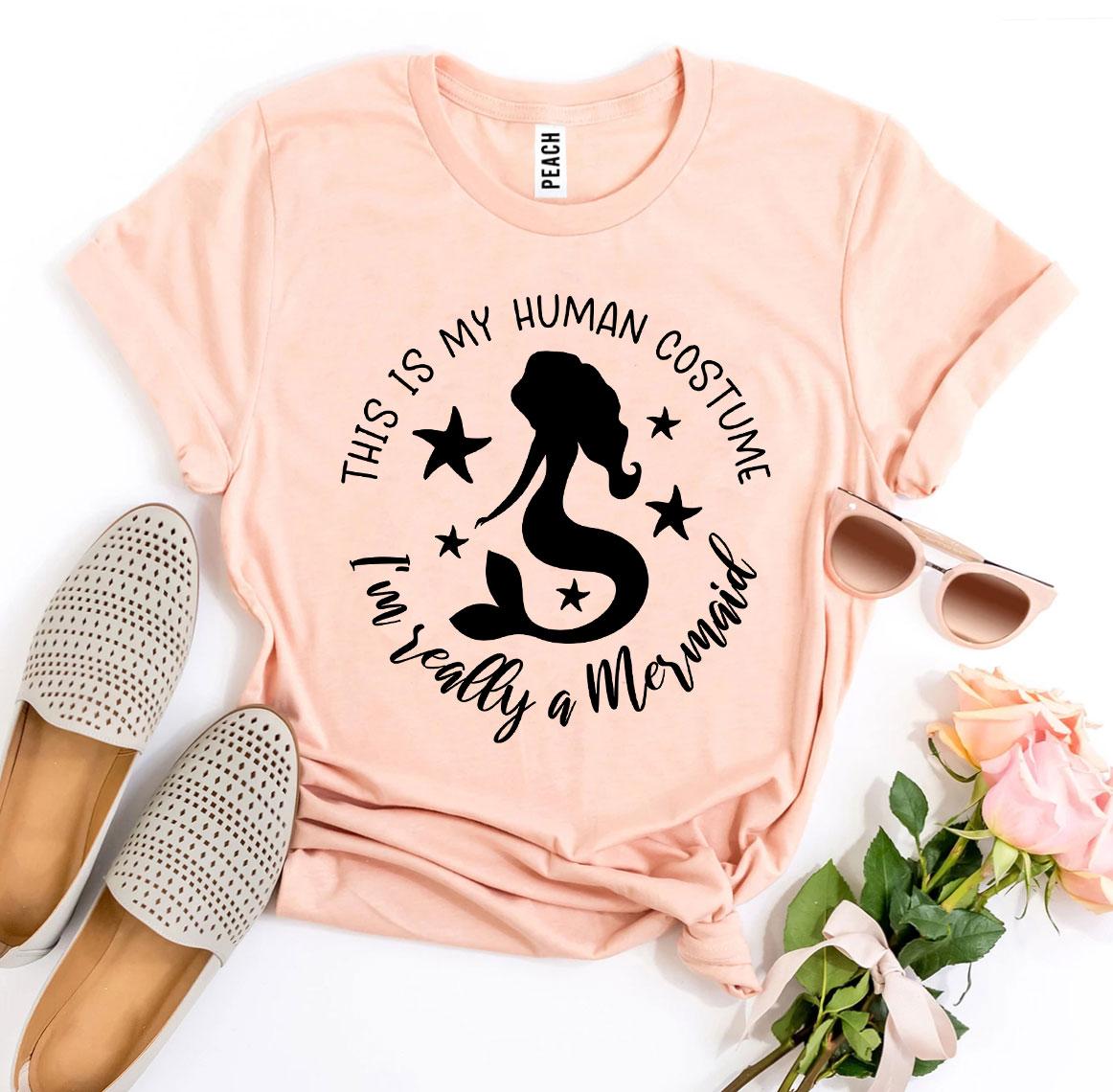 I’m Really a Mermaid T-shirt made of soft ring spun cotton with vibrant flex print design, available in various sizes.