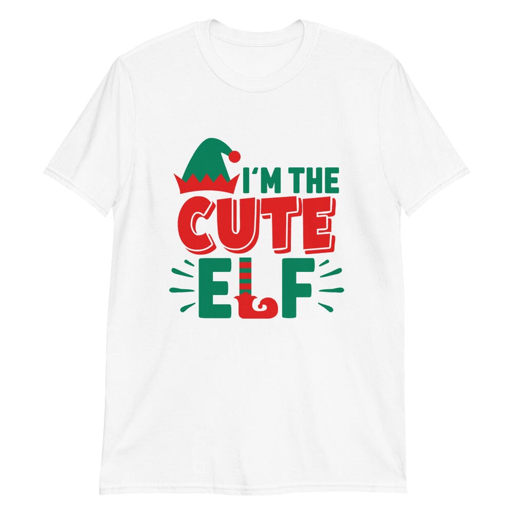 I'm The Cute Elf Christmas Tee featuring a festive design, made from soft Ringspun Cotton, perfect for holiday celebrations.