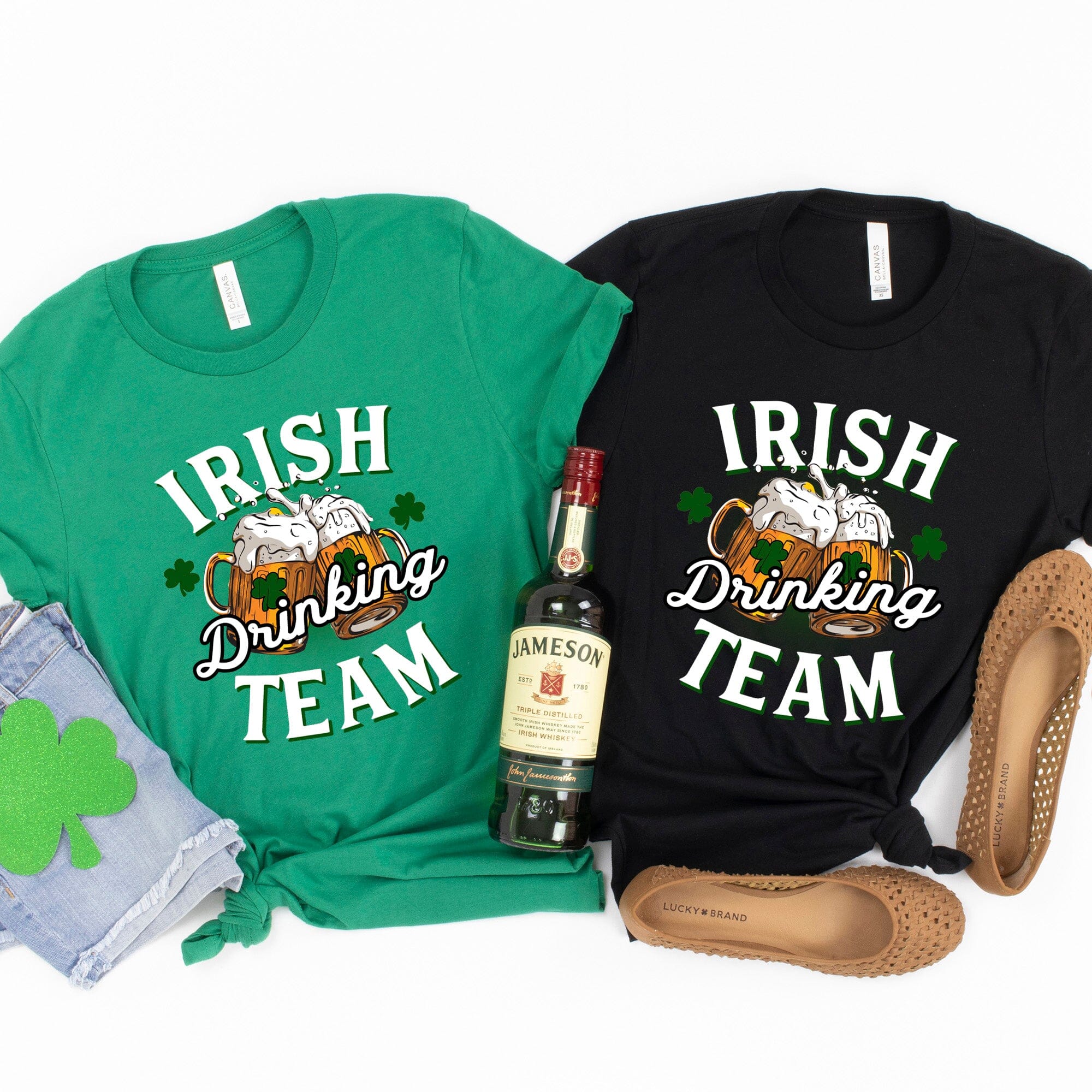 Irish Drinking Team Bold Tee in vibrant green color, featuring a fun design perfect for casual outings.