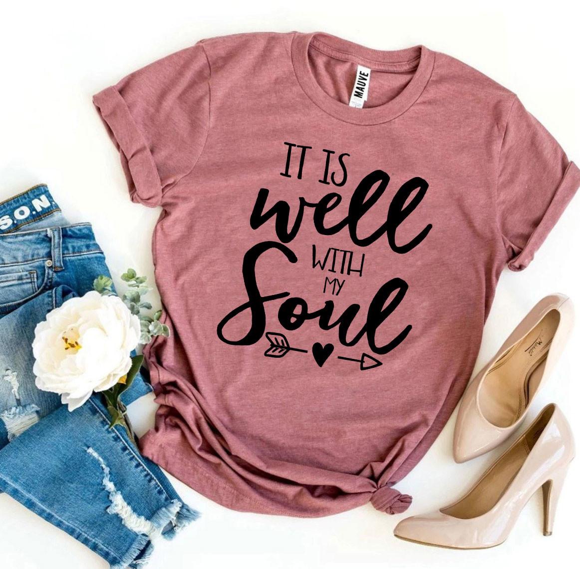 It Is Well With My Soul T-shirt made from premium ring spun cotton, featuring a soft textile flex print design.