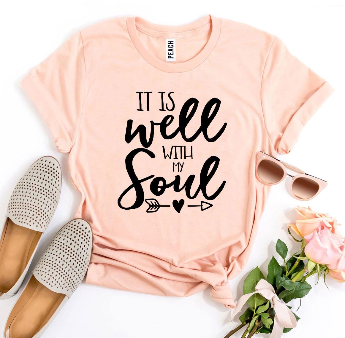 It Is Well With My Soul T-shirt made from premium ring spun cotton, featuring a soft textile flex print design.