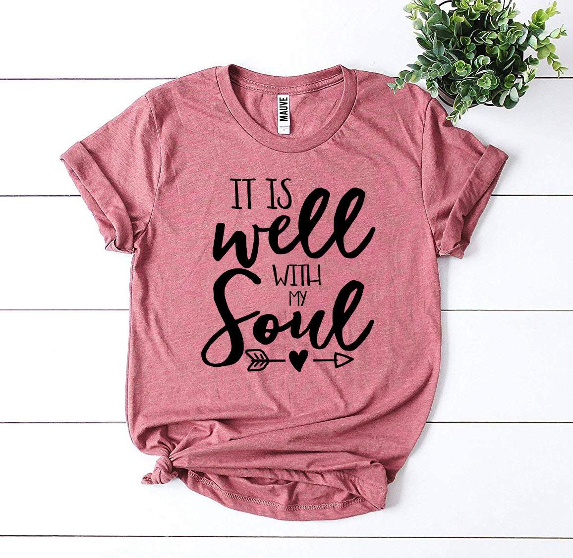 It Is Well With My Soul T-shirt made from premium ring spun cotton, featuring a soft textile flex print design.