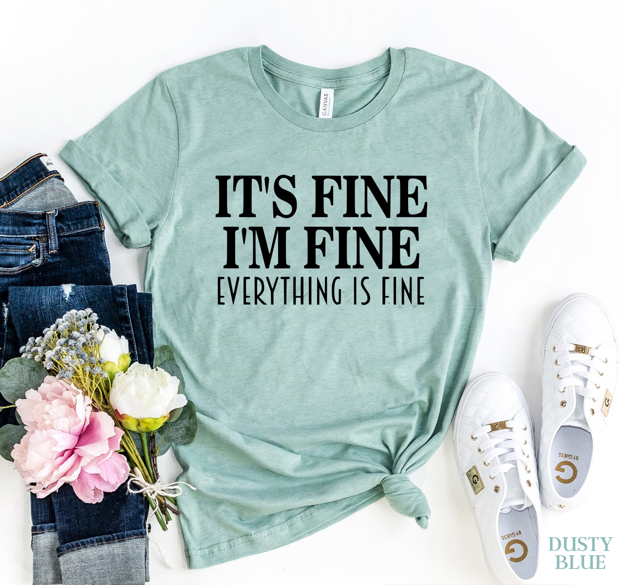 It's Fine I am Fine T-shirt made of premium ring spun cotton, featuring a stylish print and available in various sizes.