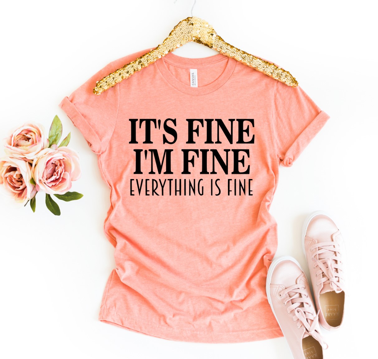 It's Fine I'm Fine T-shirt made of premium ring spun cotton with a stylish flex print design.