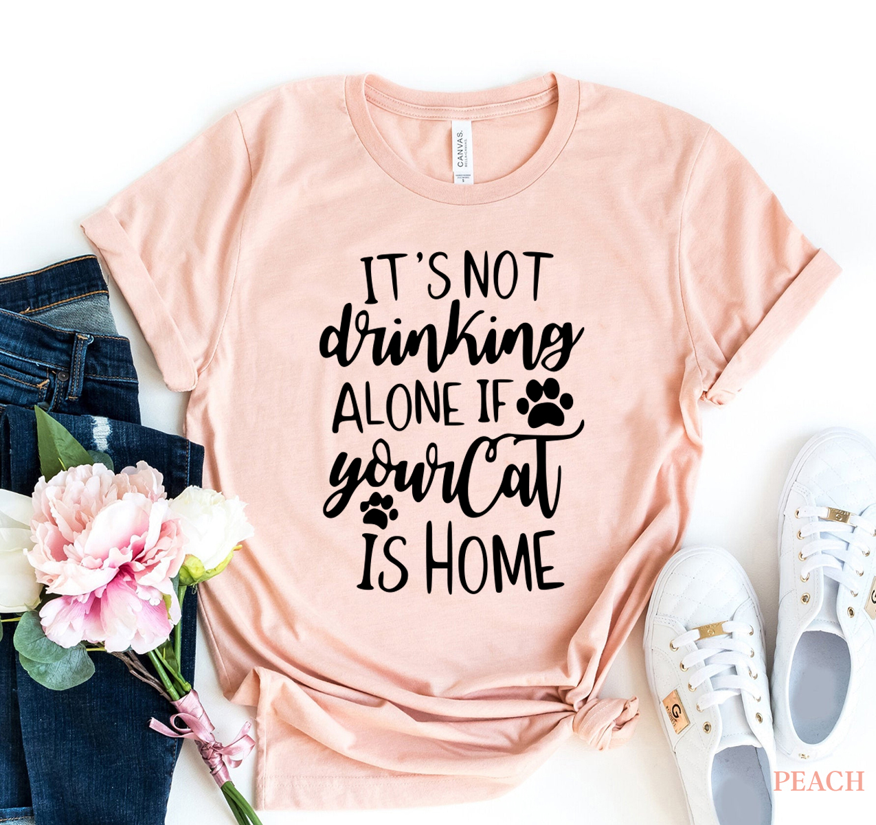 It's Not Drinking Alone T-shirt made of premium ring spun cotton with a humorous print, available in various sizes.