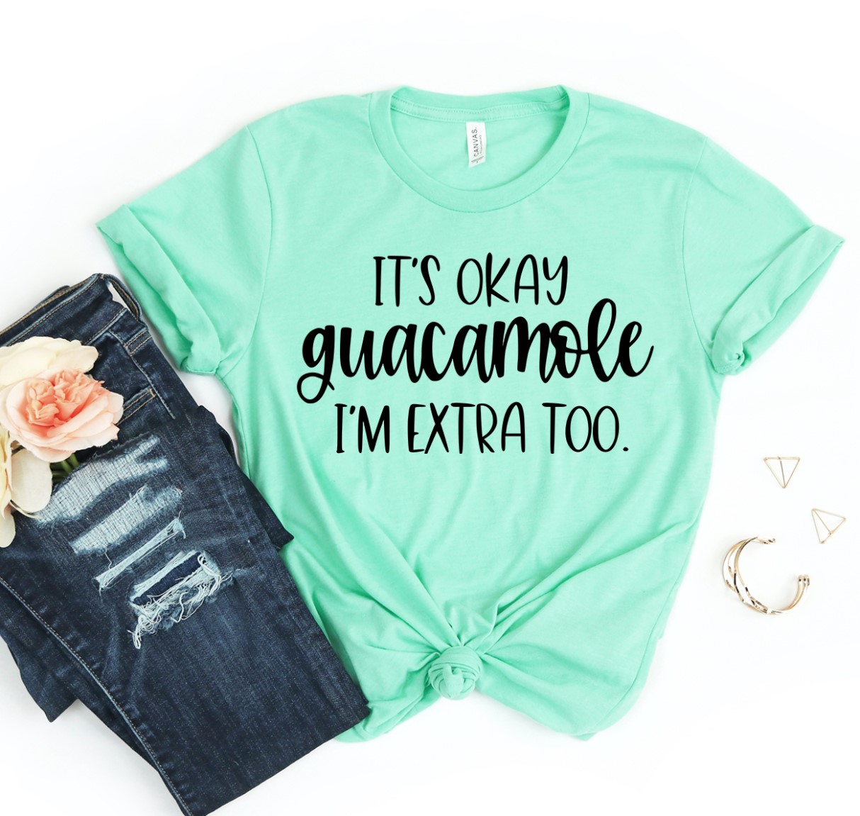 It's OK Guacamole T-shirt made of premium ring spun cotton with a vibrant flex print design.