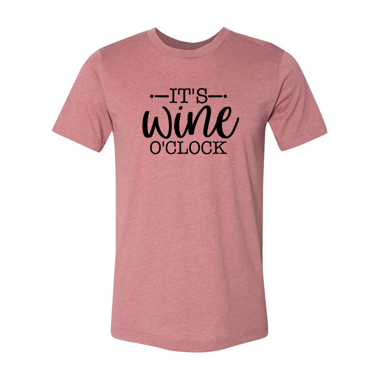 A stylish unisex T-shirt featuring the phrase 'Its Wine O'clock' in vibrant print, made from soft ring spun cotton, available in multiple colors.