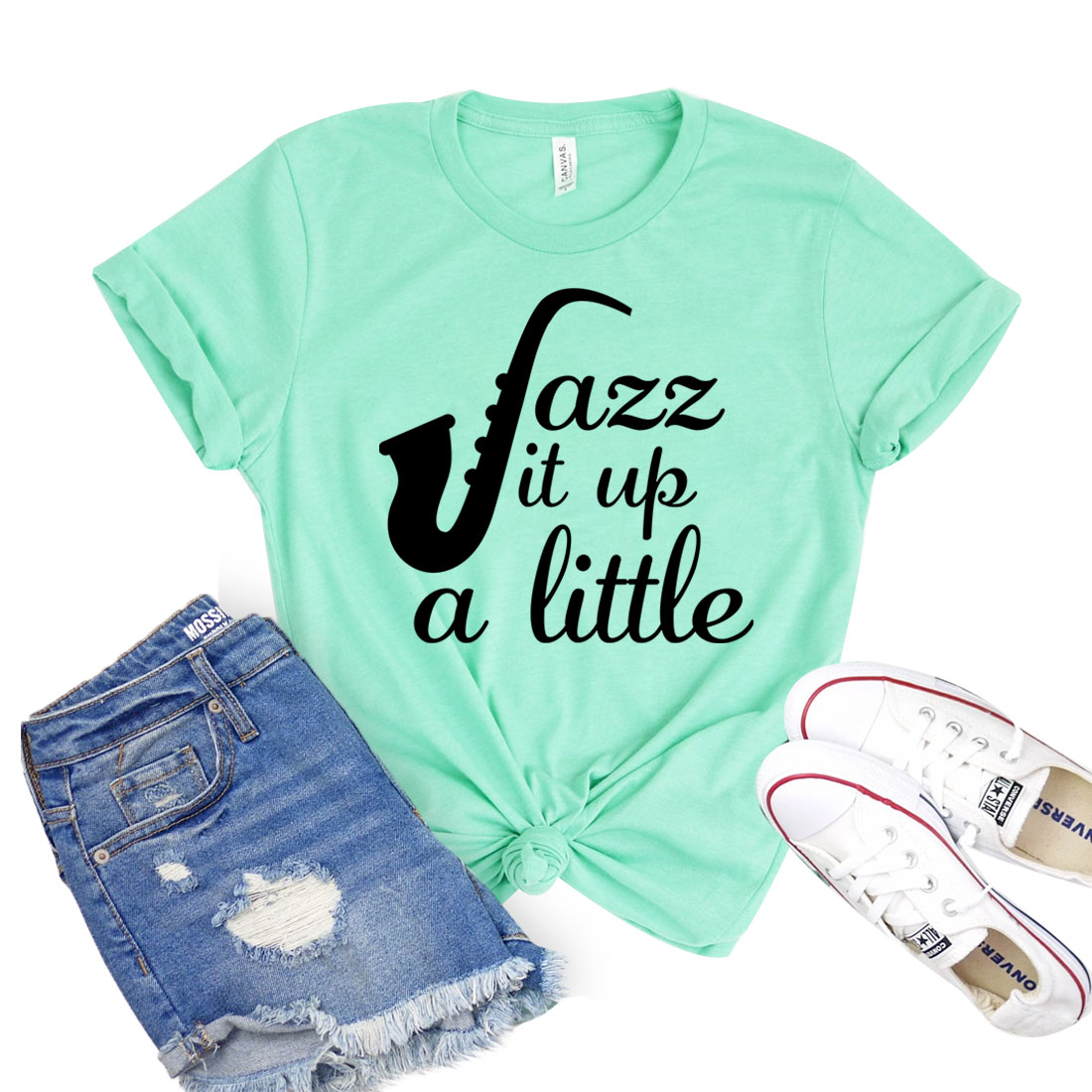 A stylish unisex Jazz It Up T-shirt made from soft airlume cotton, available in various sizes.