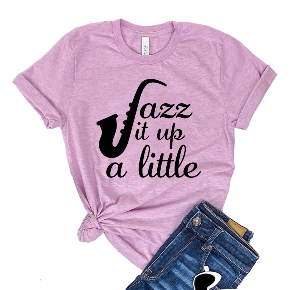 A stylish unisex Jazz It Up T-shirt made from soft airlume cotton, available in various sizes.