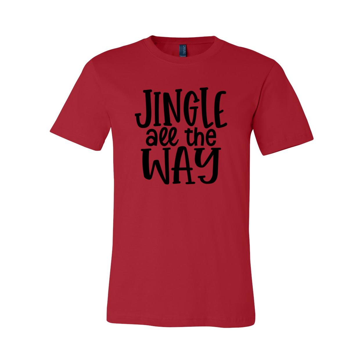 A festive unisex T-shirt featuring the phrase 'Jingle All The Way' in vibrant print, made from soft ring spun cotton.