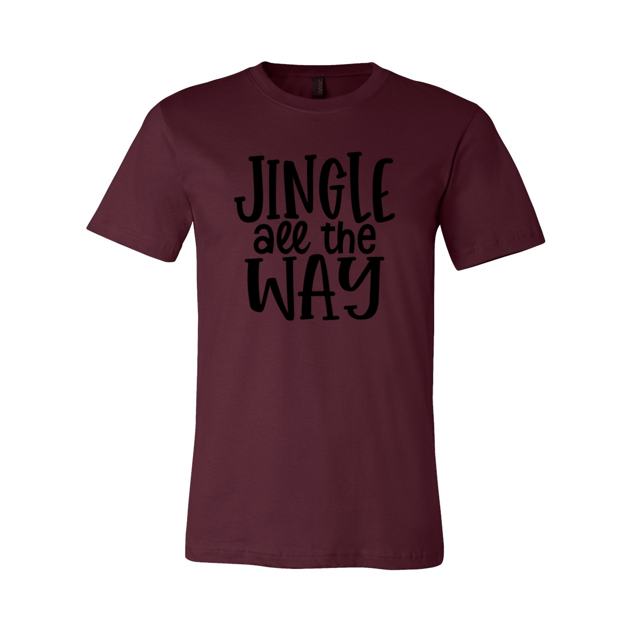 A festive unisex T-shirt featuring the phrase 'Jingle All The Way' in vibrant print, made from soft ring spun cotton.