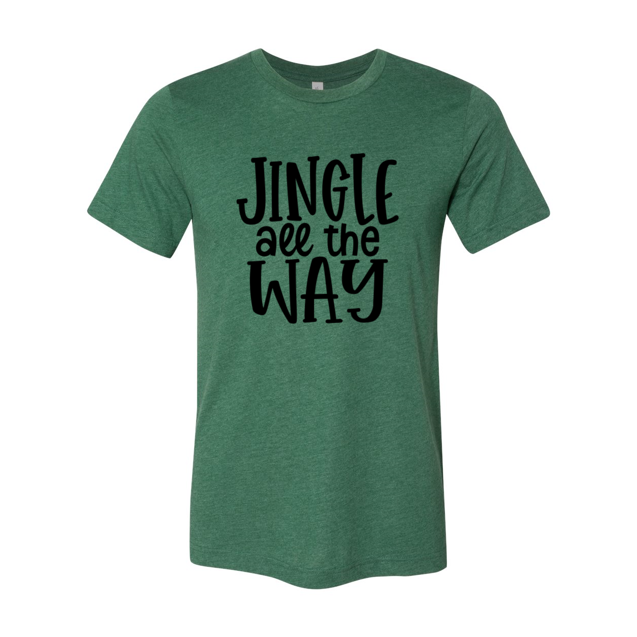 A festive unisex T-shirt featuring the phrase 'Jingle All The Way' in vibrant print, made from soft ring spun cotton.