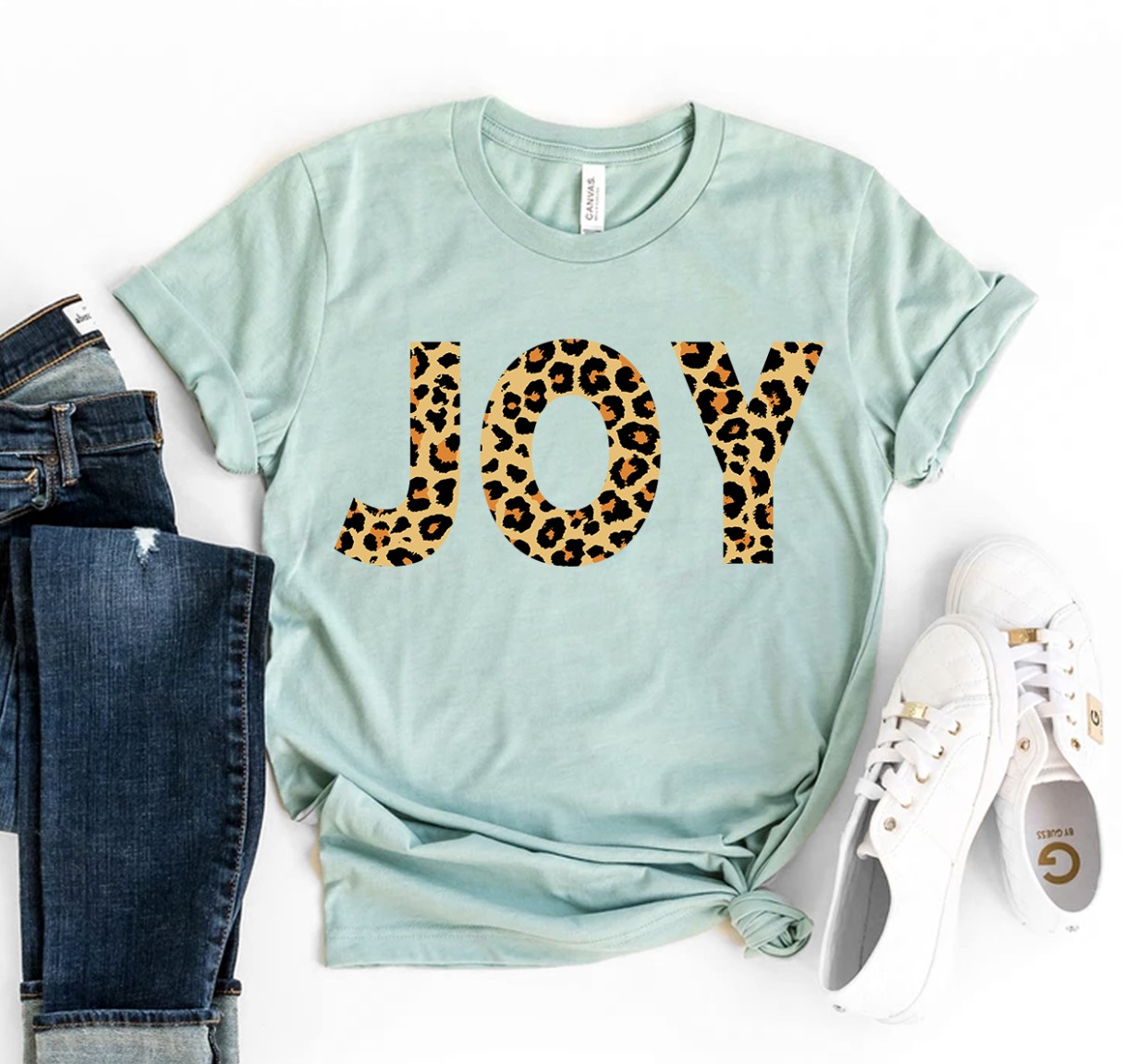 Joy T-shirt made of premium ring spun cotton, featuring a soft feel and high-quality flex print design.