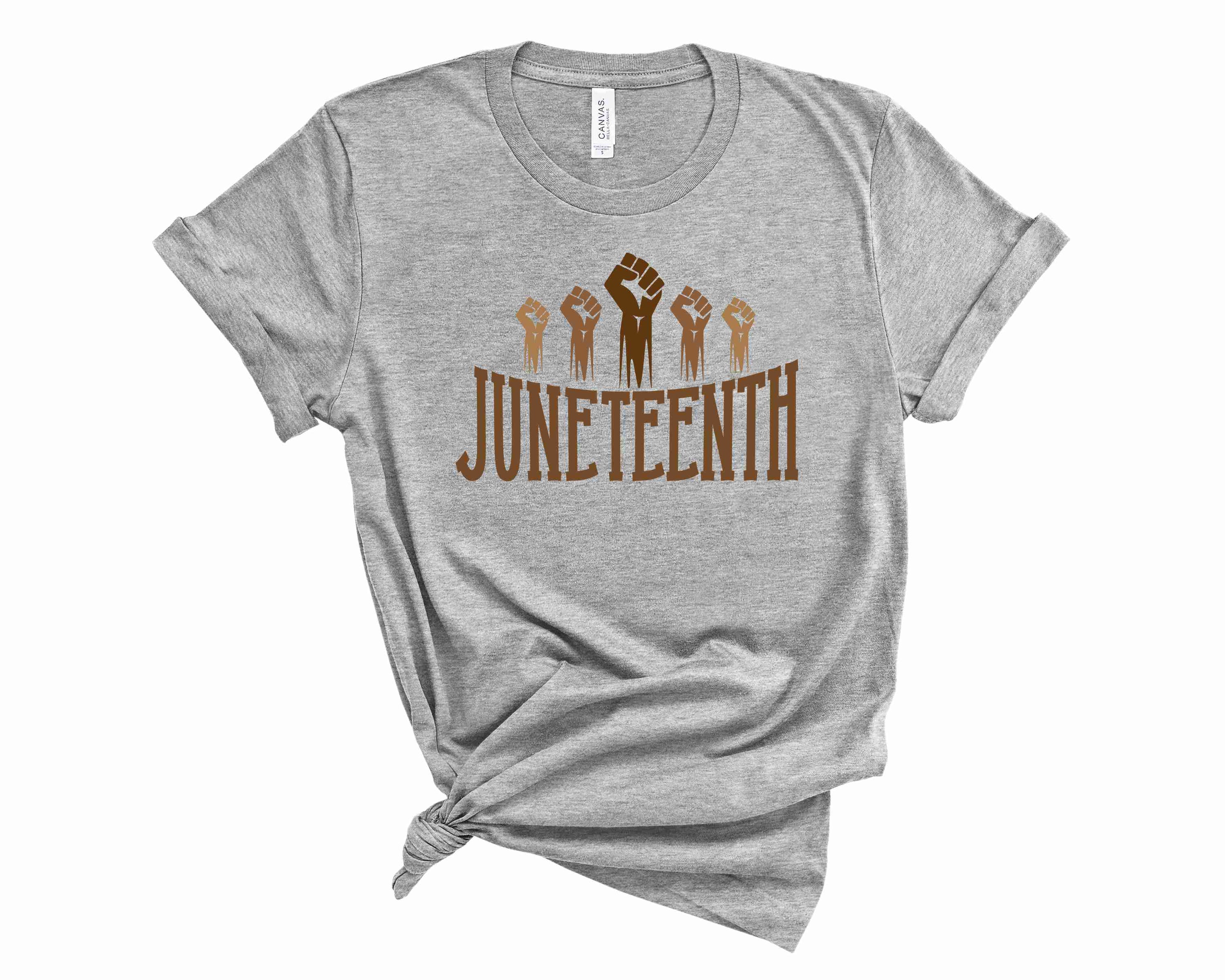 Juneteenth Graphic Tee featuring vibrant design celebrating freedom, suitable for all genders.