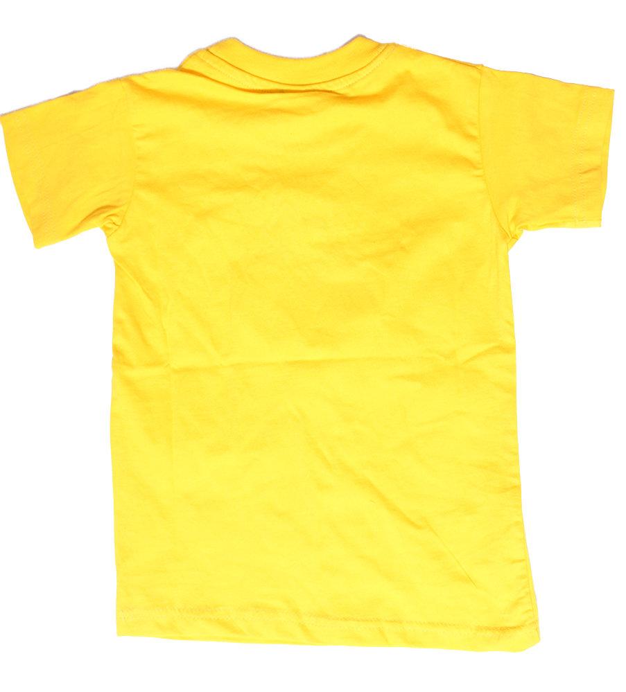 Kids' Giraffe Embroidered T-shirt in vibrant yellow, featuring a playful giraffe design and durable ribbed neckband.