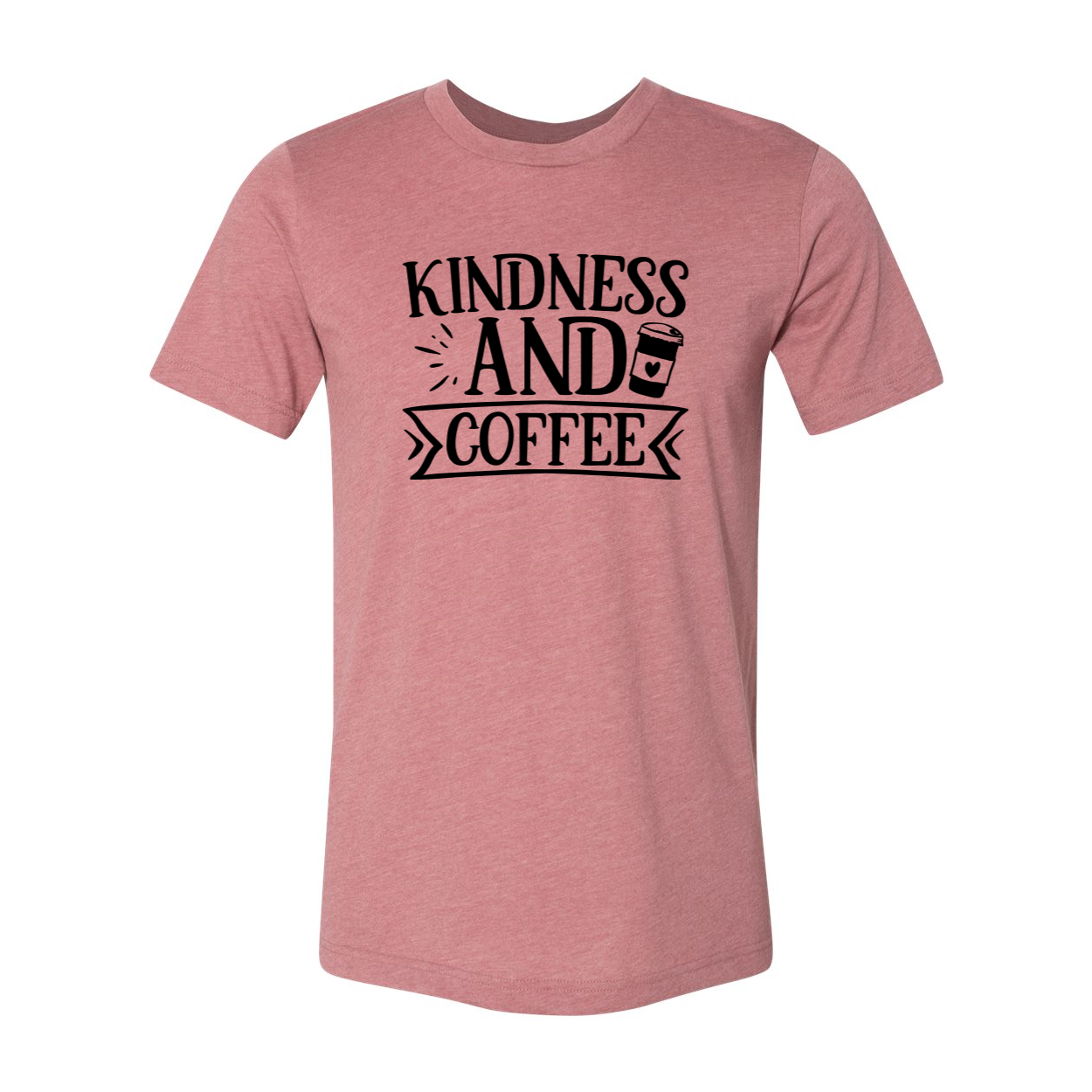 A unisex Kindness And Coffee Shirt displayed in various colors, showcasing its soft fabric and stylish design.