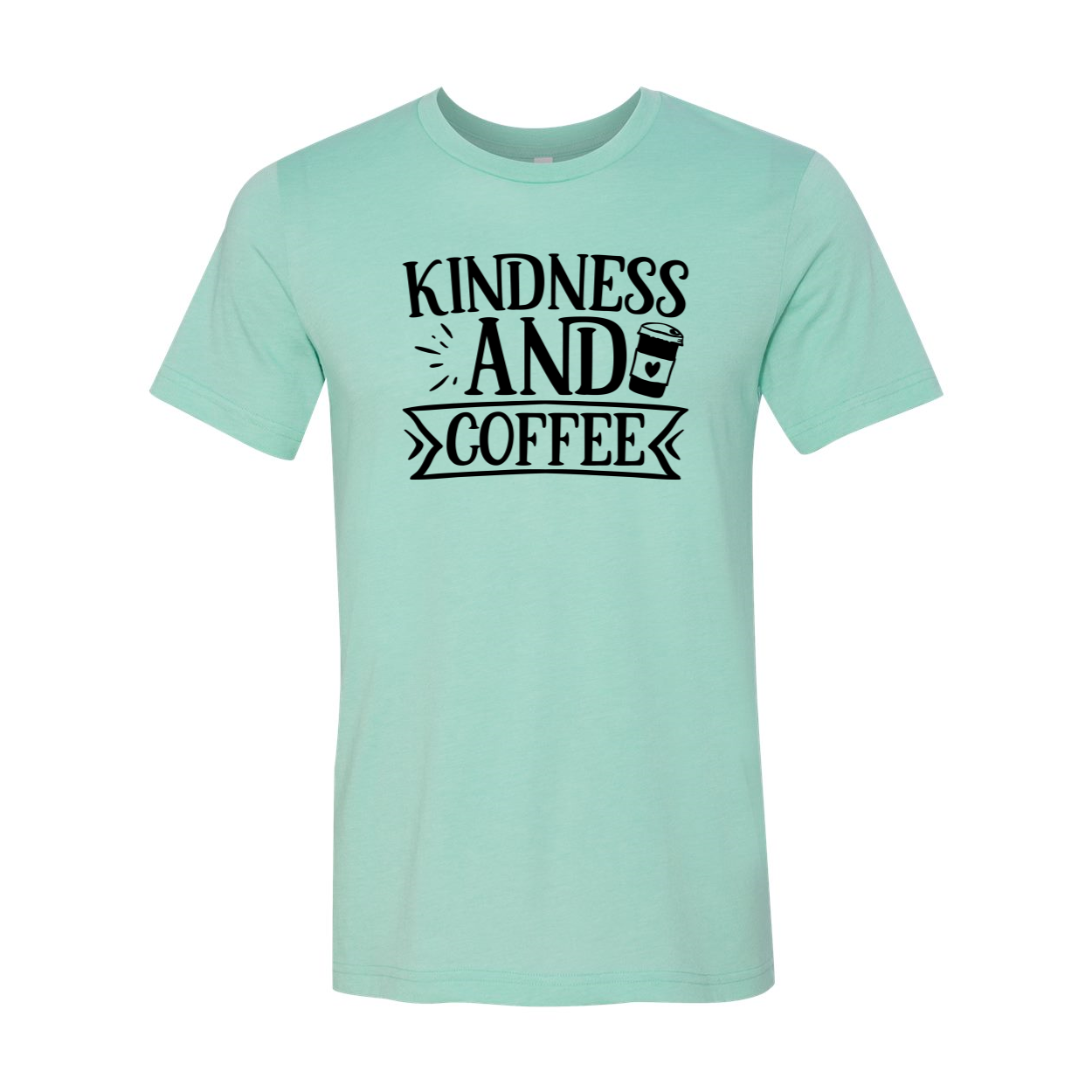 A unisex Kindness And Coffee Shirt displayed in various colors, showcasing its soft fabric and stylish design.