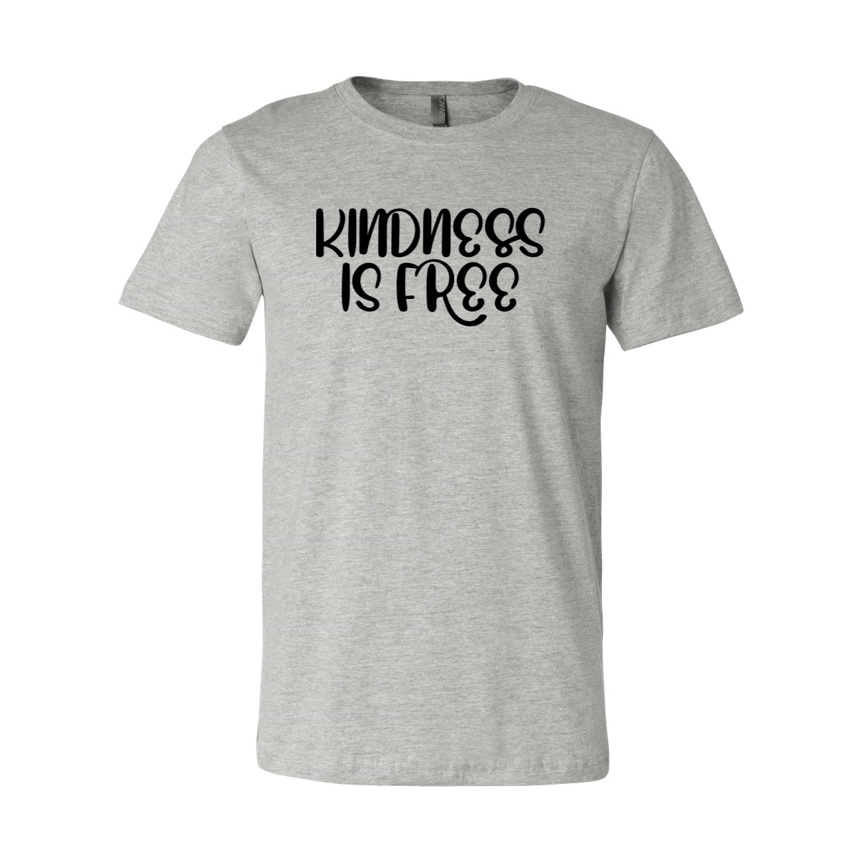 A unisex Kindness Is Free Shirt made from soft ring spun cotton, available in various colors and sizes, featuring a stylish design and high-quality print.