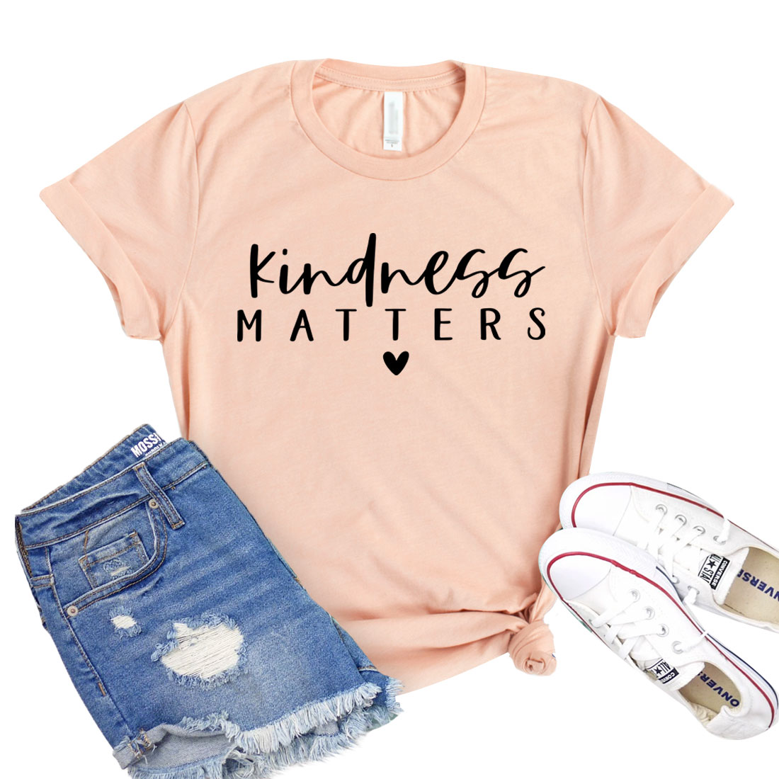 A unisex Kindness Matters T-shirt made from soft airlume cotton, featuring a positive message about kindness.