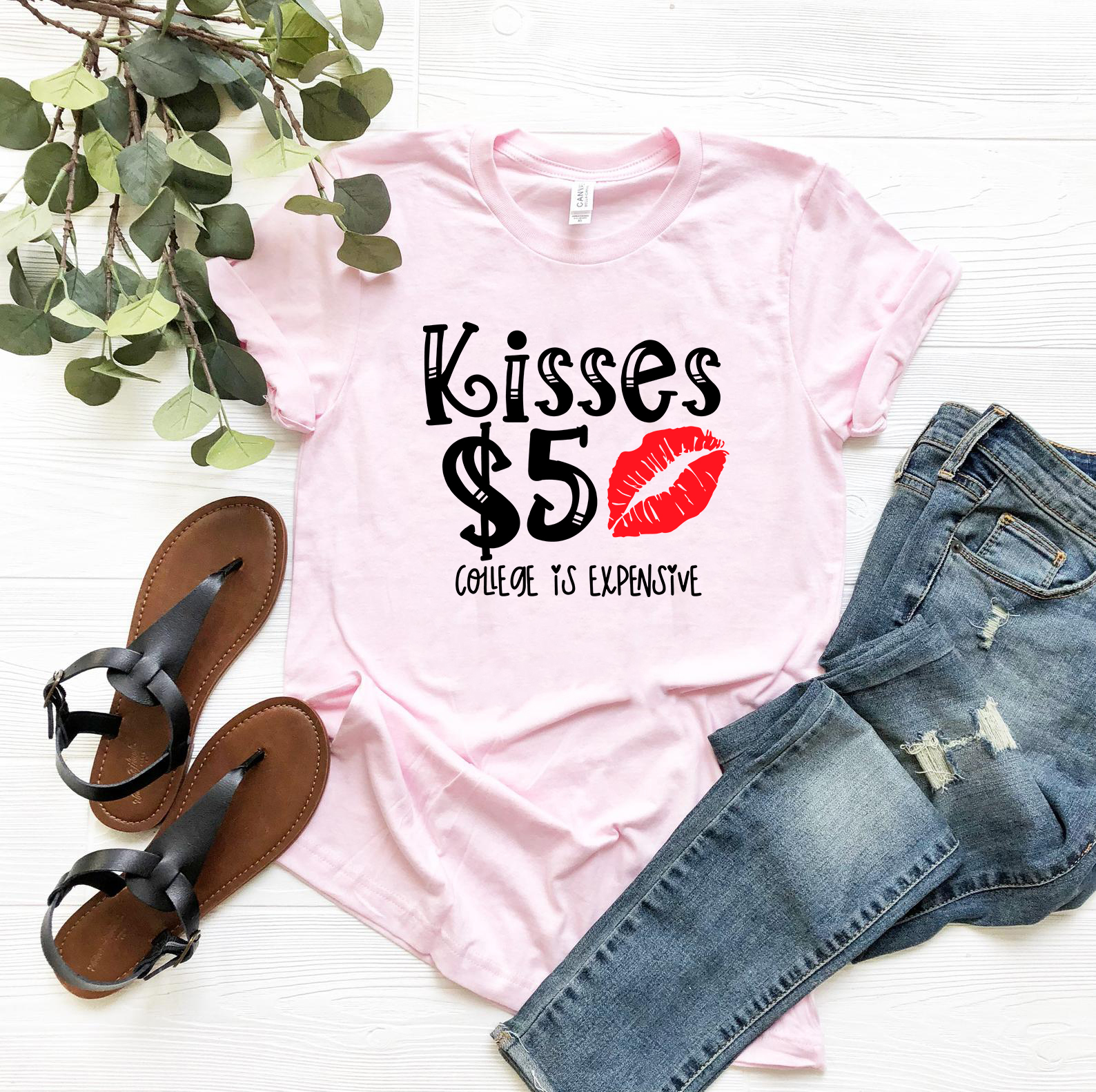 Kisses 5 Dollar Shirt in various colors, showcasing its soft fabric and stylish design.