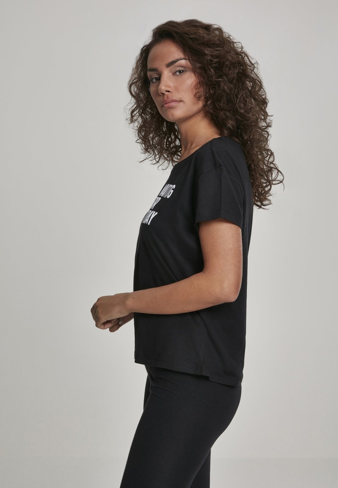 Ladies Waiting For Friday Box T-Shirt in soft cotton, featuring an oversized fit and stylish design.