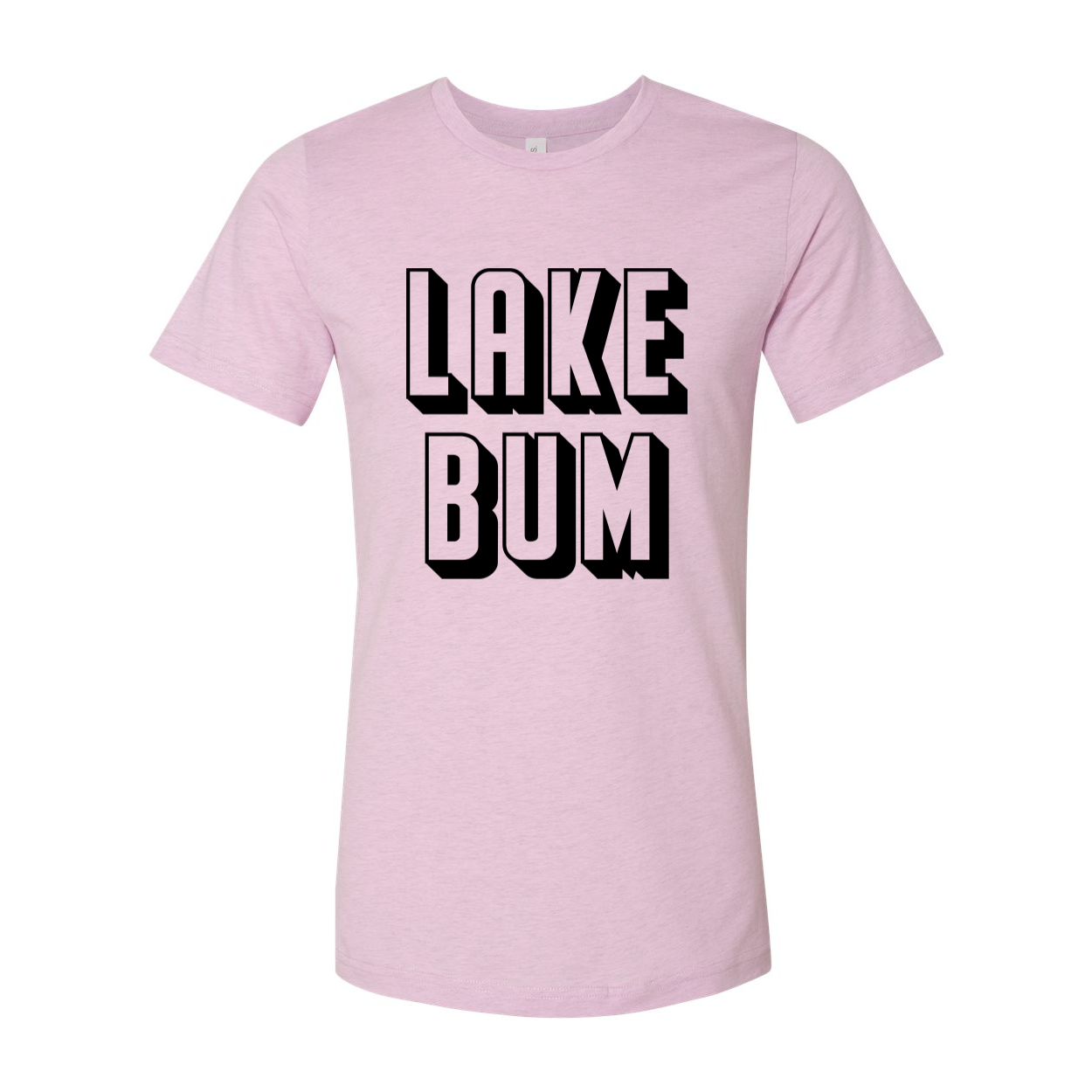 Lake Bum T-shirt in various sizes, showcasing its soft fabric and unisex design.