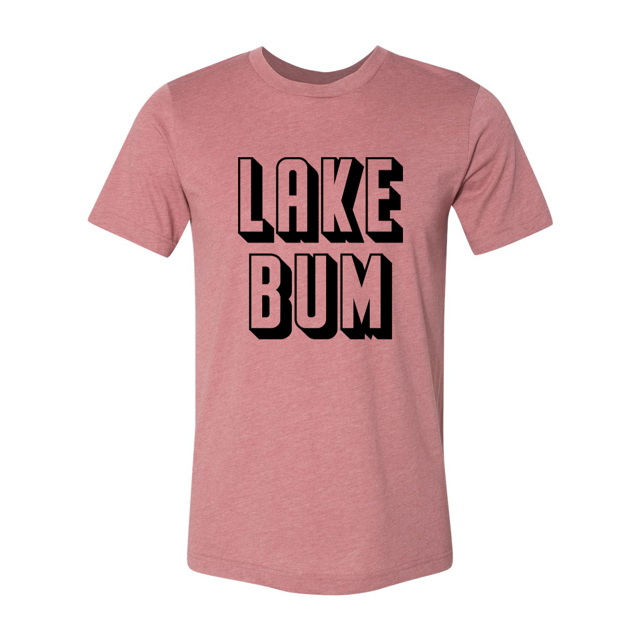 Lake Bum T-shirt in various sizes, showcasing its soft fabric and unisex design.