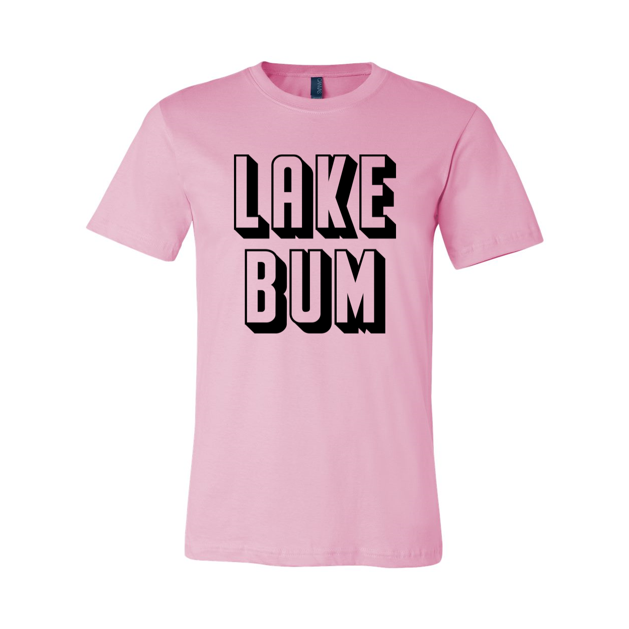 Lake Bum T-shirt in various sizes, showcasing its soft fabric and unisex design.