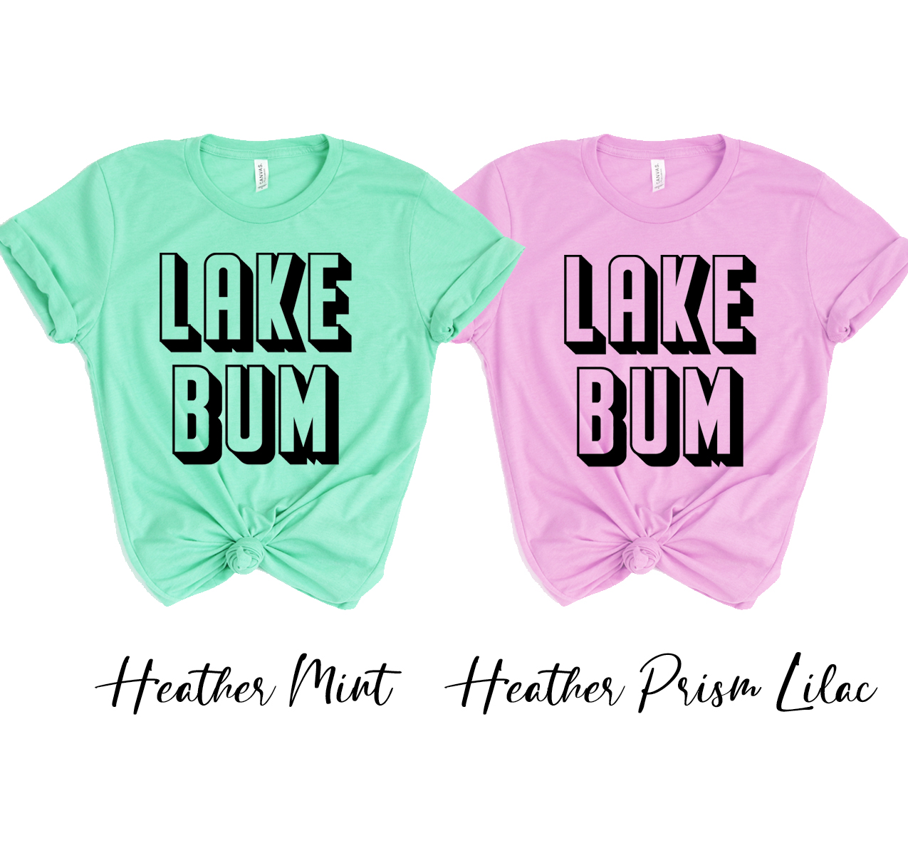 Lake Bum T-shirt in various sizes, showcasing its soft fabric and unisex design.