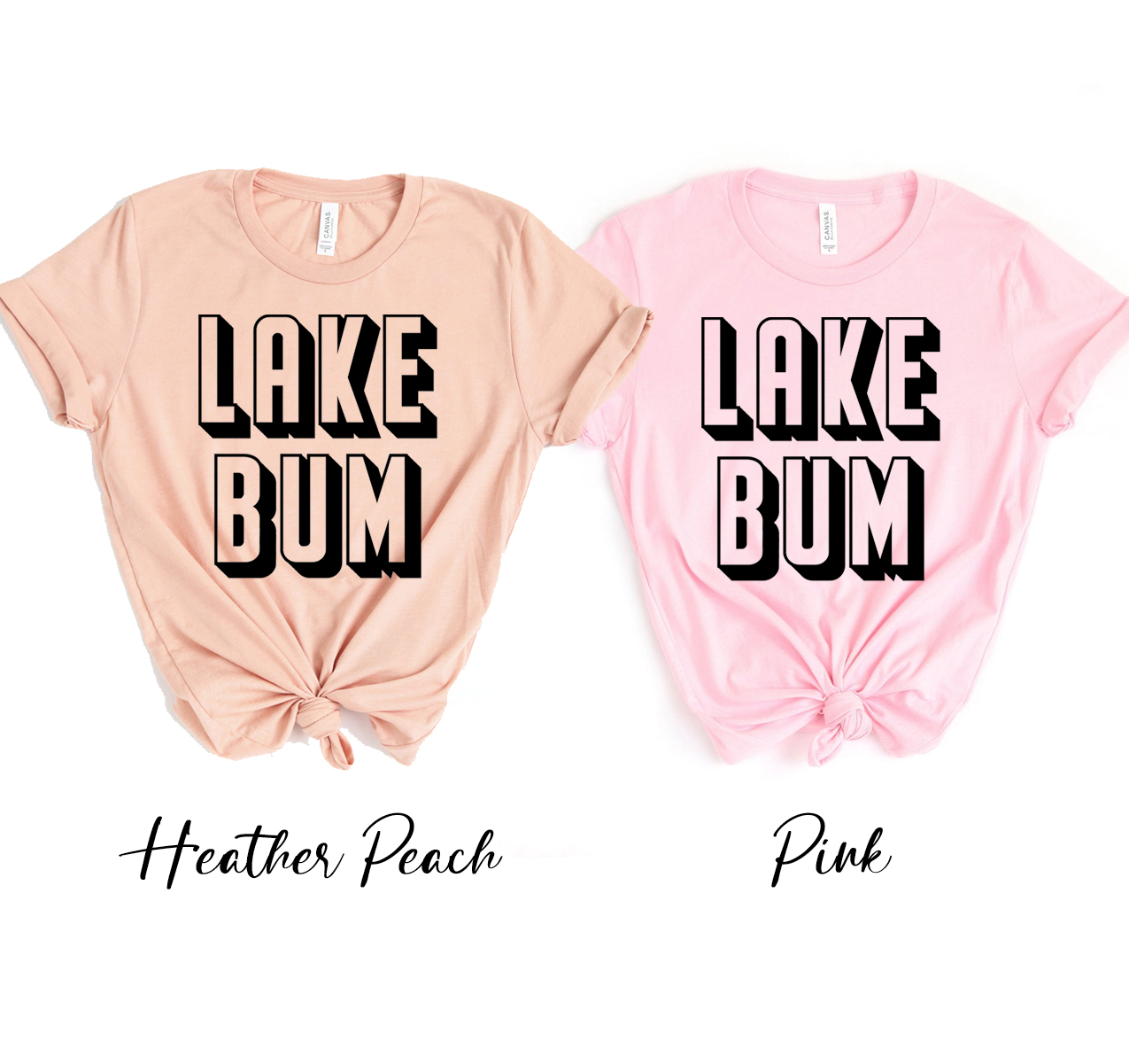 Lake Bum T-shirt in various sizes, showcasing its soft fabric and unisex design.