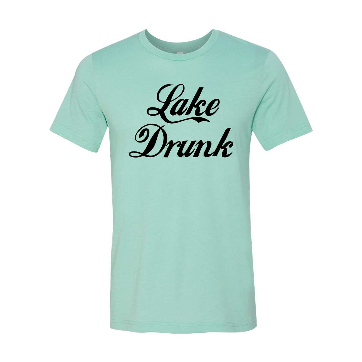 Lake Drunk T-shirt displayed on a mannequin, showcasing its unisex design and soft fabric.