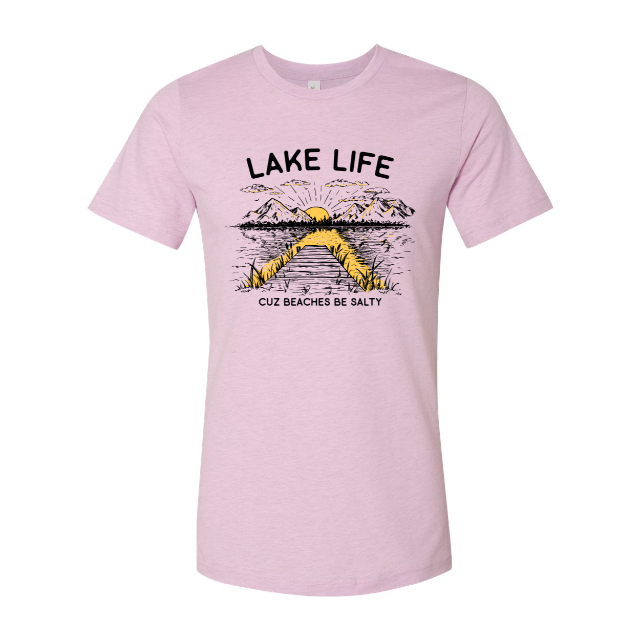 Lake Life T-shirt displayed on a hanger, showcasing its unisex design and soft fabric.