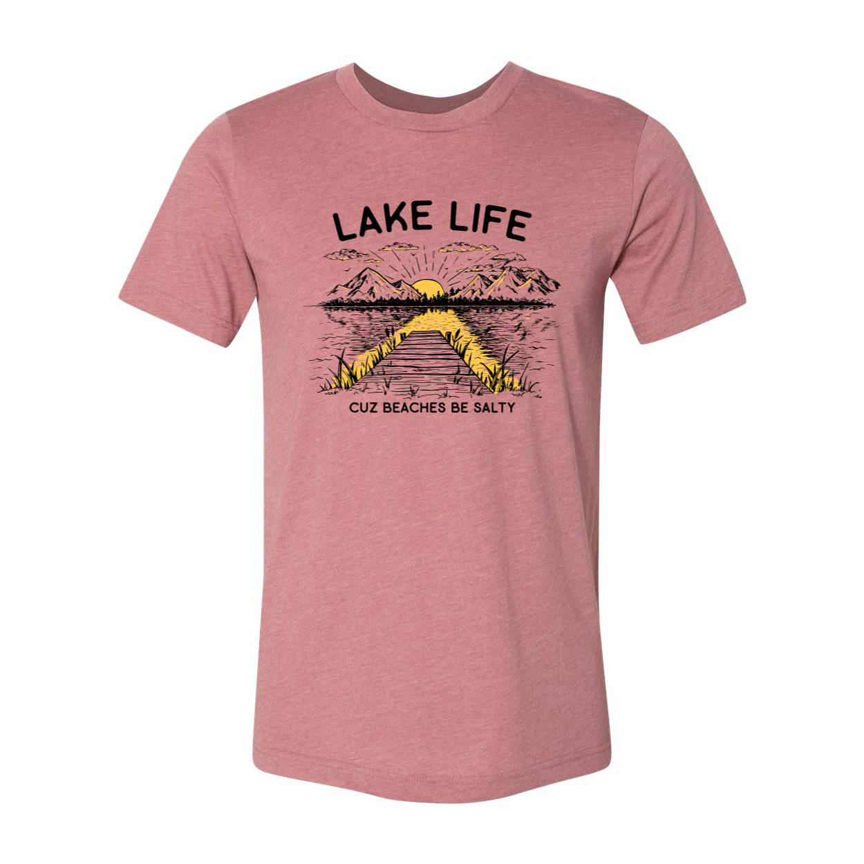 Lake Life T-shirt displayed on a hanger, showcasing its unisex design and soft fabric.